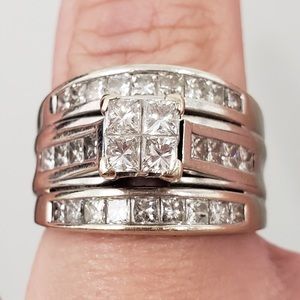 Diamond Wedding Engagement Bridal set 14K WHITE GOLD  2 CARAT total